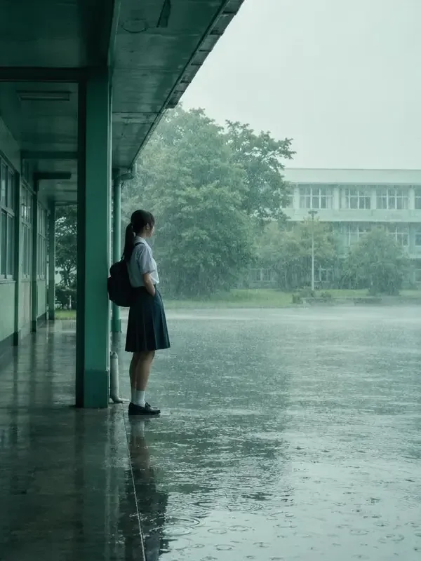 短剧《下雨天》封面，青春治愈